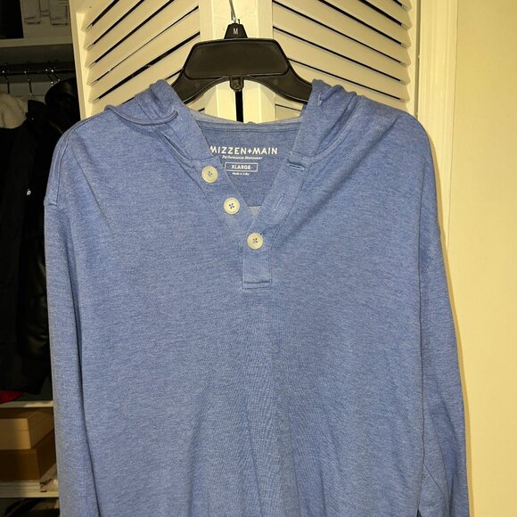 Mizzen Main Performance Stretch Henley Long Sleeve Hoodie Mens - Picture 2 of 6